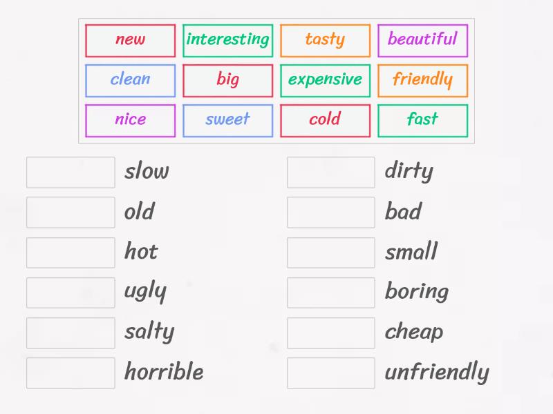 MATCH THE OPPOSITES - Match up