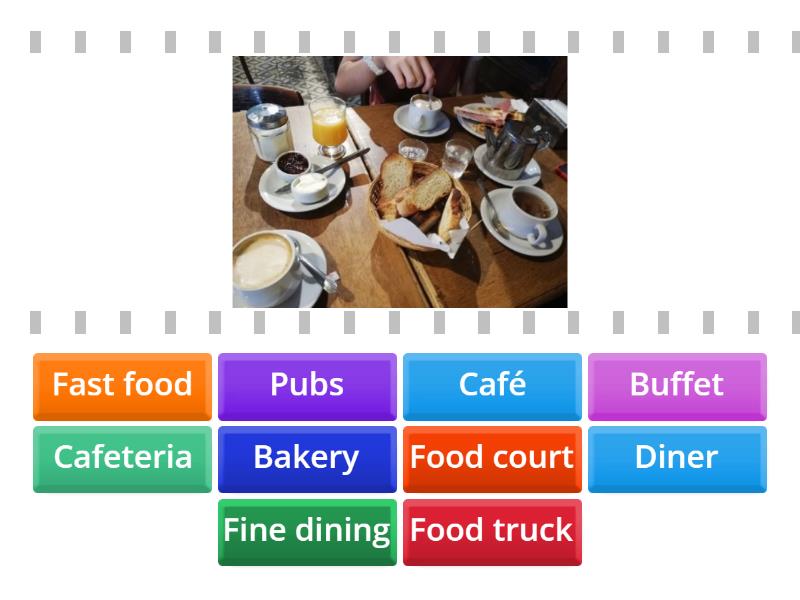 Types of food establishments Find the match