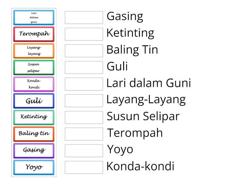 PERMAINAN TRADISIONAL (KUIZ TULISAN BERANGKAI) - Match up