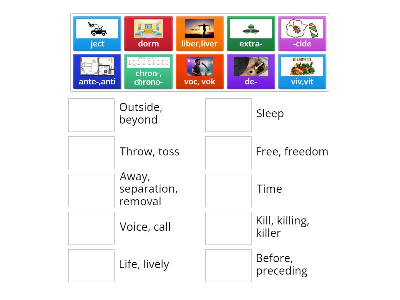 Chapter 5 Word Parts - Match up