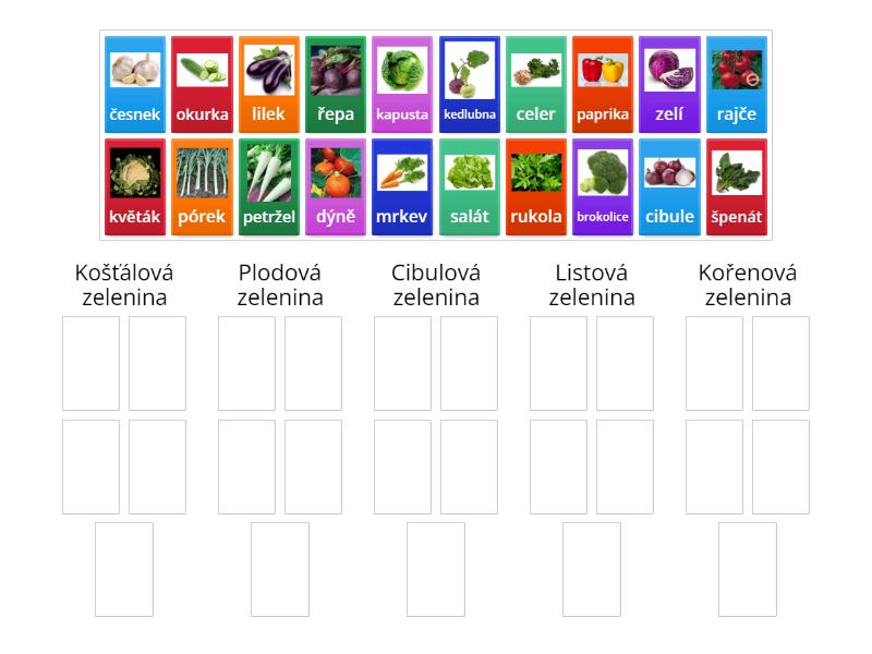 Druhy zeleniny - Group sort