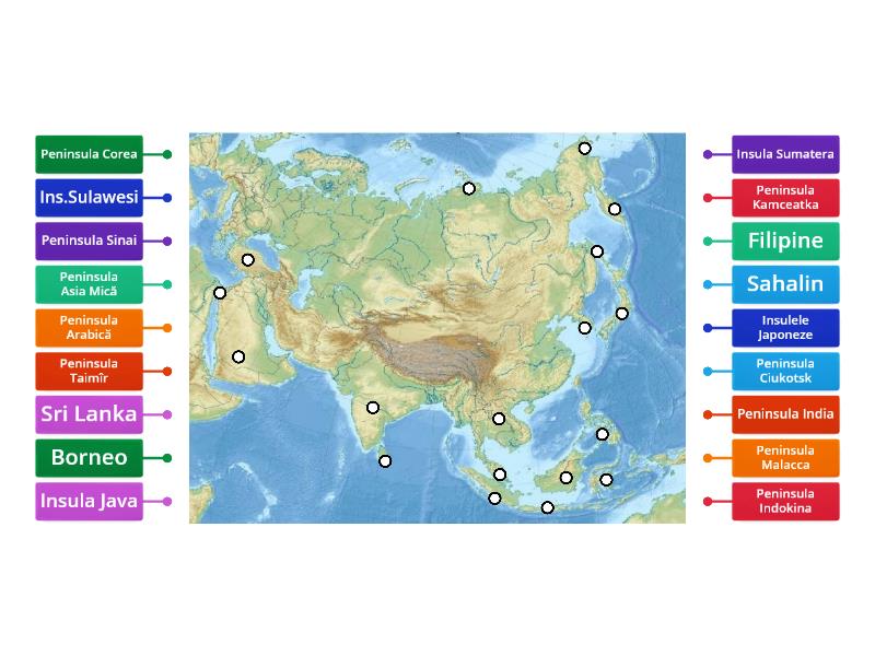 Asia Insule Si Peninsule Diagramă Etichetată