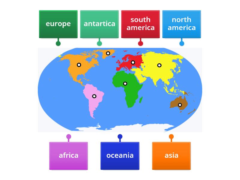 continent matching game - Labelled diagram