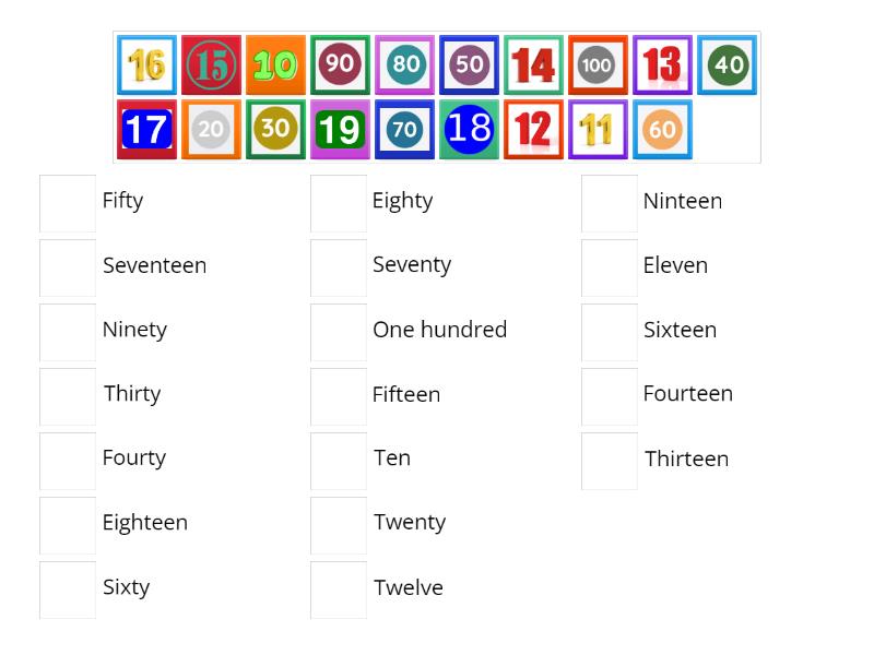 Match the numbers 1-100 - Une las parejas