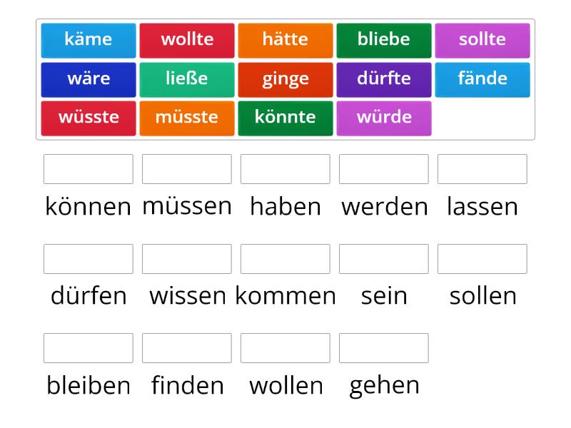 Konjunktiv II - Infinitive Match - Match up