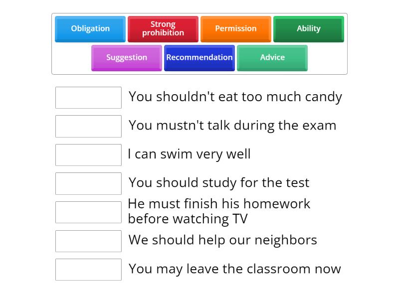 modal verbs - Match up