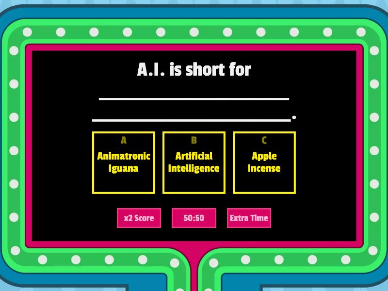 Multiple Choice Example Gameshow quiz