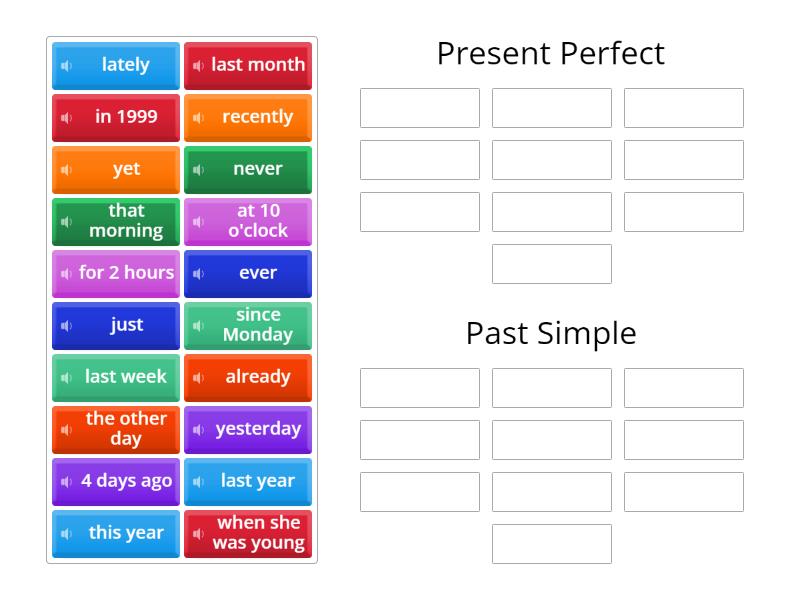 Present Perfect/Past Simple - Group sort