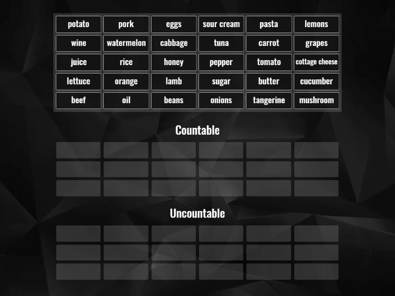 Pre-Intermediate L8 - Countable-Uncountable food - Group sort