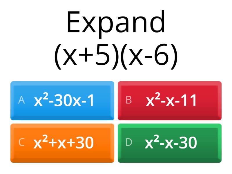 Expanding/Factorising Double Brackets (Solving Quadratics)2 - Quiz