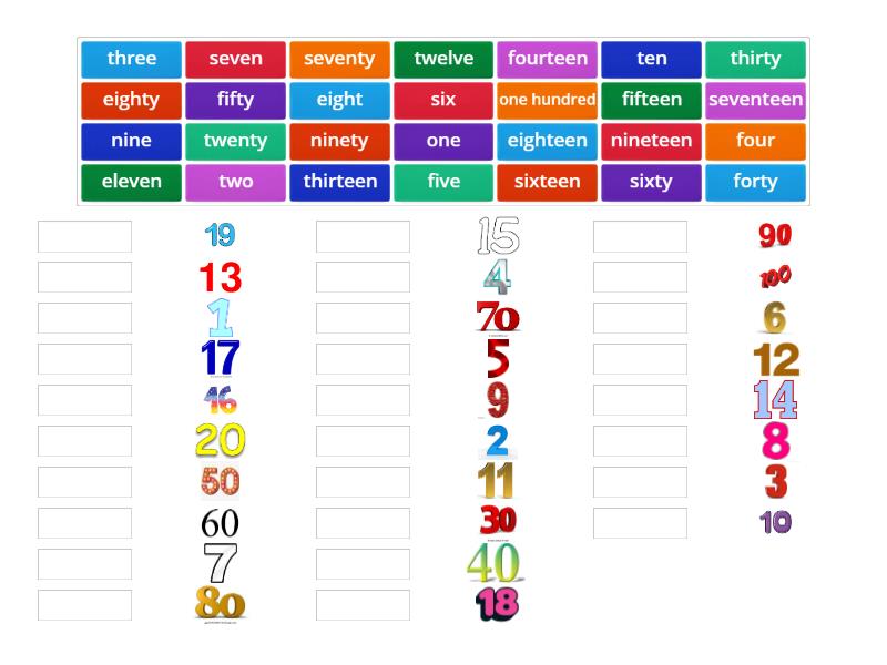 Numbers 1-100 - Match up