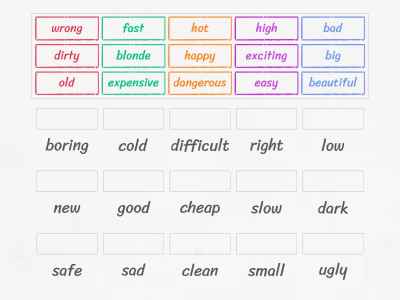 Opposite Adjectives - Match up