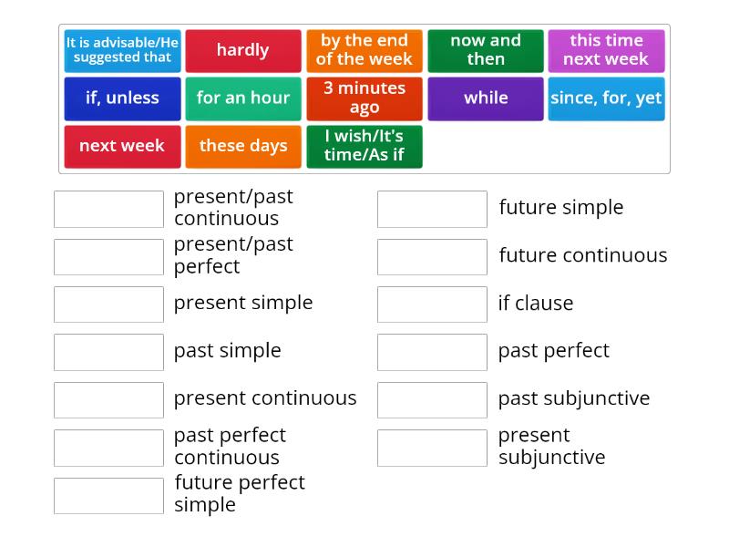 Time marker+verb=PAIRS - Match up