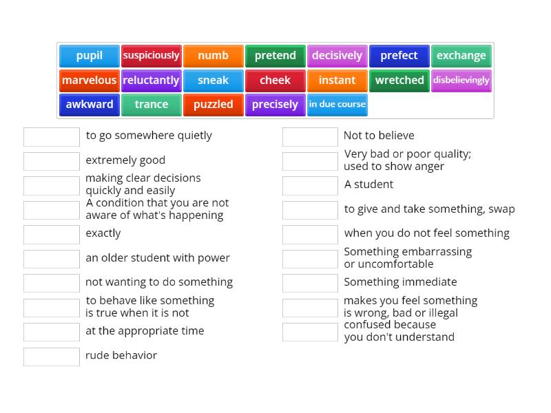 Quiz 1: Vocabulary Practice - Match Up