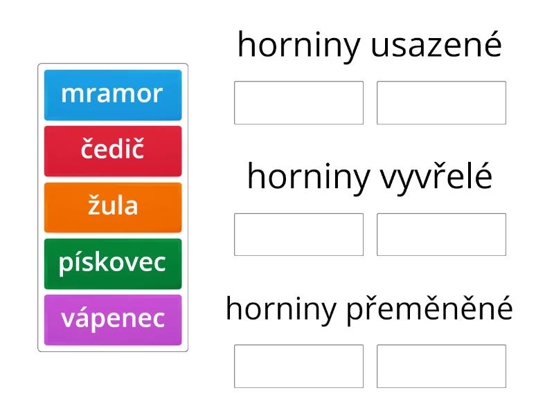 Druhy hornin - Group sort