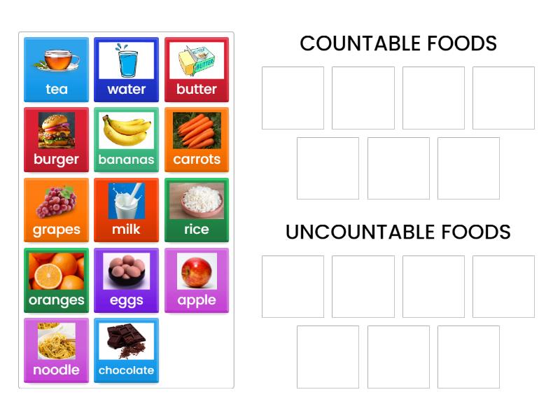 Countable and uncountable foods - Group sort