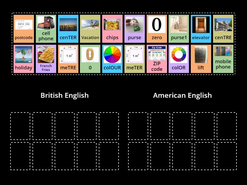British and American English 2B NEF A1 Ordenar por grupo