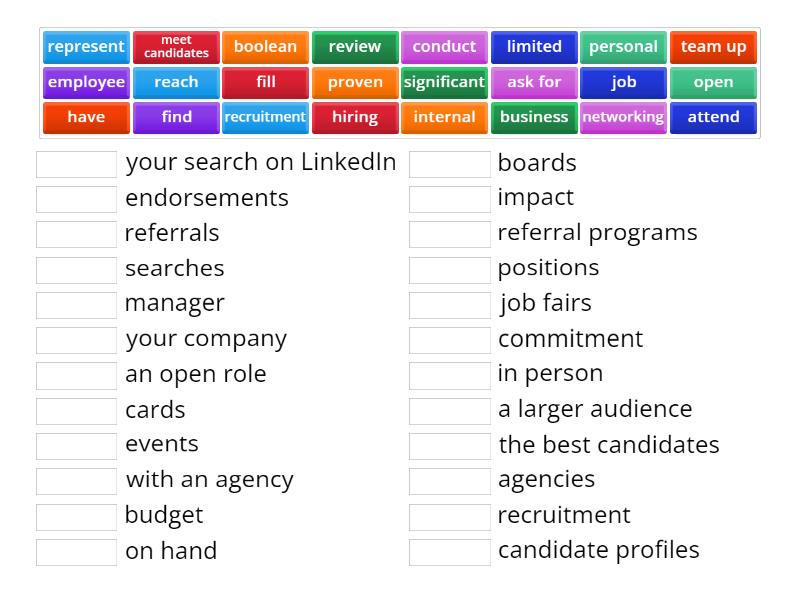 Match the phrases - Match up