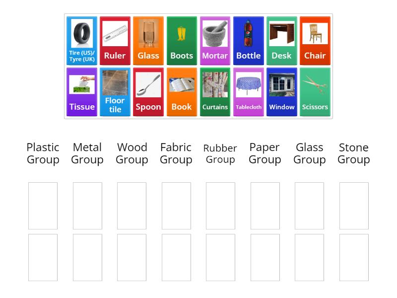 Classifying objects by their material - Ordenar por grupo