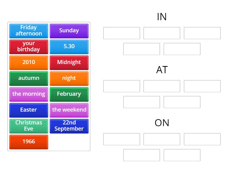 Prepositions with dates - Group sort