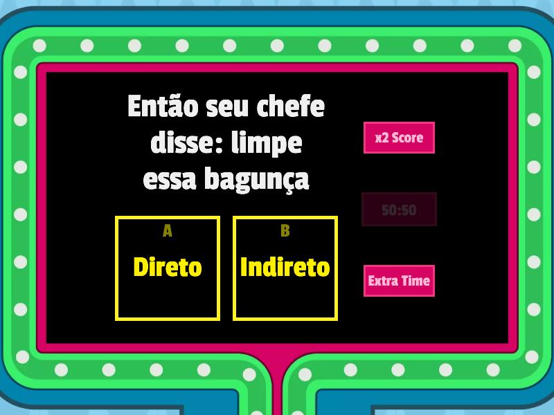 Discurso: Direto E Indireto - Gameshow Quiz