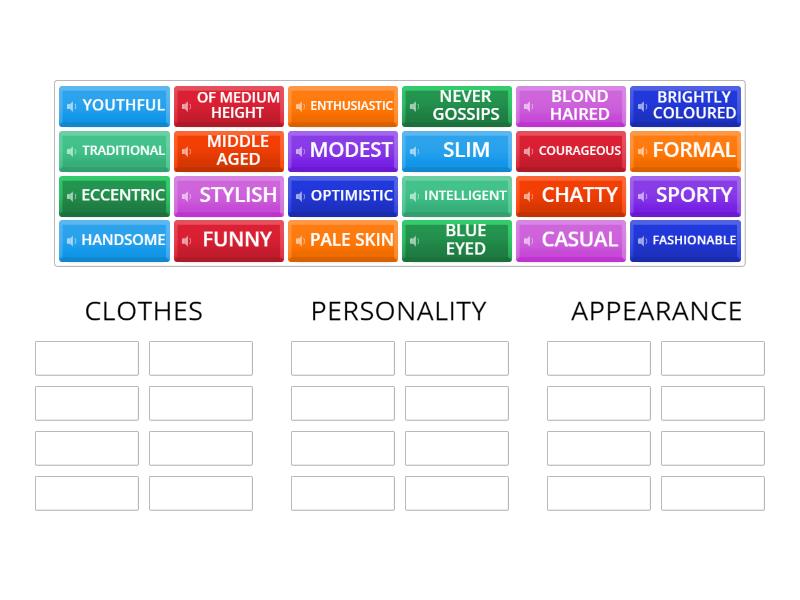 CLASS A UNIT 1 DESCRIBING PEOPLE - Group sort