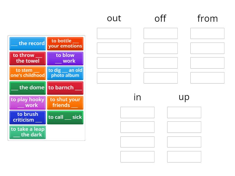 Prepositions (part 1) - Group sort