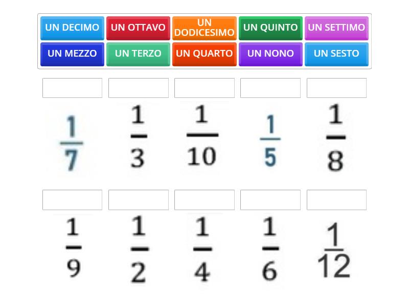 Leggi le Frazioni e abbinale al loro nome - Abbinamenti