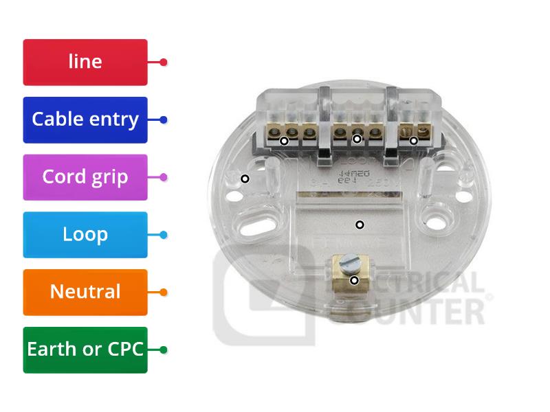 Ceiling rose wiring - Labelled diagram