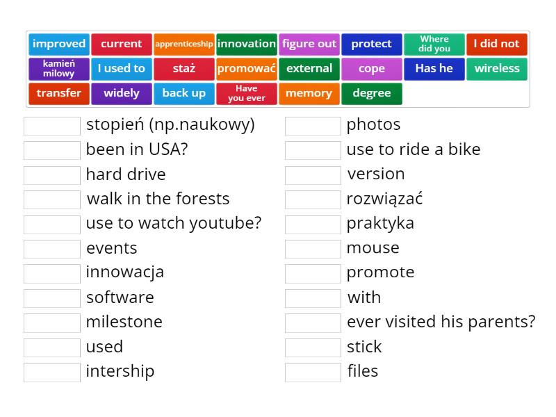 Test Z Angielskiego Klasa 4 Dział 2 Test z Angielskiego - Match up