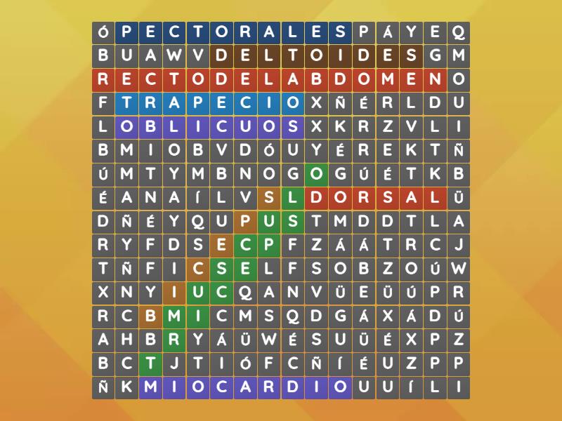 MUSCULOS SUPERIORES - Sopa de letras