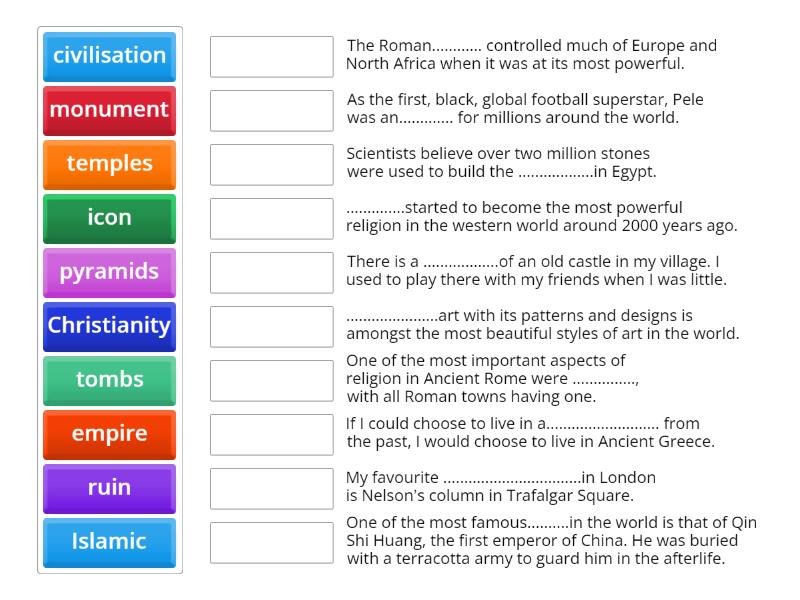 Focus on vocabulary: Wonders of the world - Match up