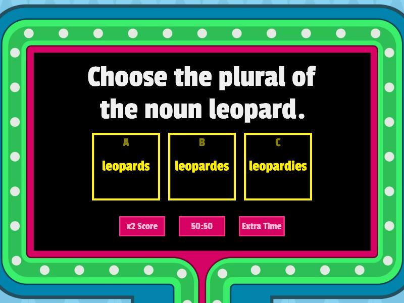 Plural Nouns - Gameshow Quiz