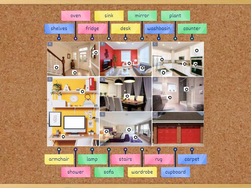 Room and furniture - Labelled diagram
