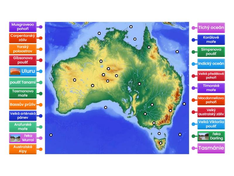 Austrálie - slepá mapa -> 7. ročník - Labelled diagram