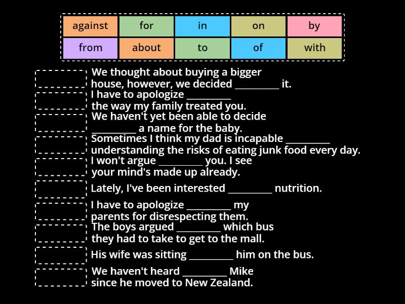 Preposition Challenge Match Up