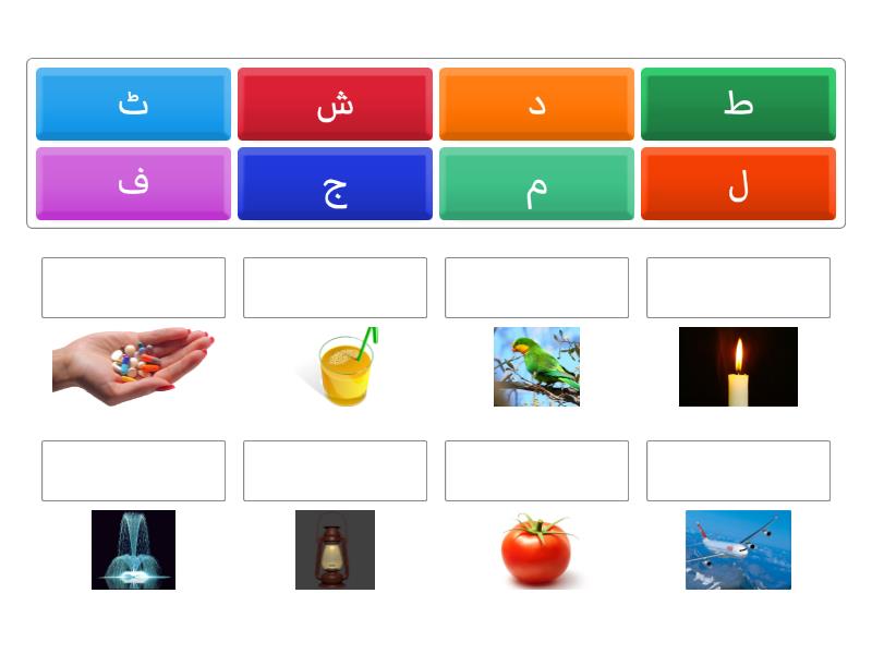 حروفِ تہجی کو درست تصویر سے ملائیے - Match up