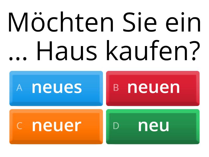 Adjektivdeklination: Indefiniter Artikel (A2)-Nom/Akk - Quiz