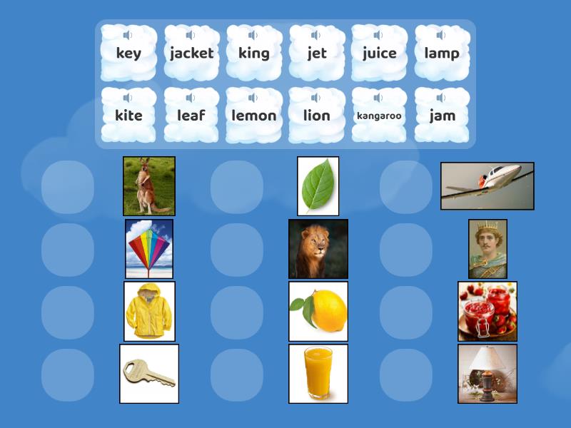 Phonics World 1. Letter J, K, L - Match up