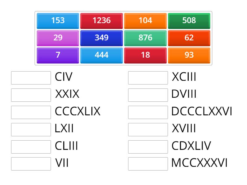 Rímske čísla 2 - Match up
