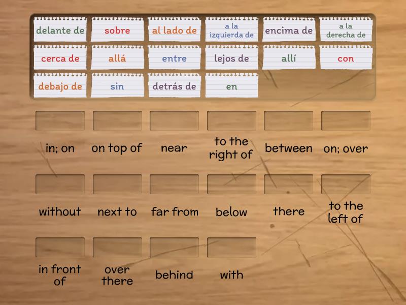 Preposiciones con el verbo estar - Match up