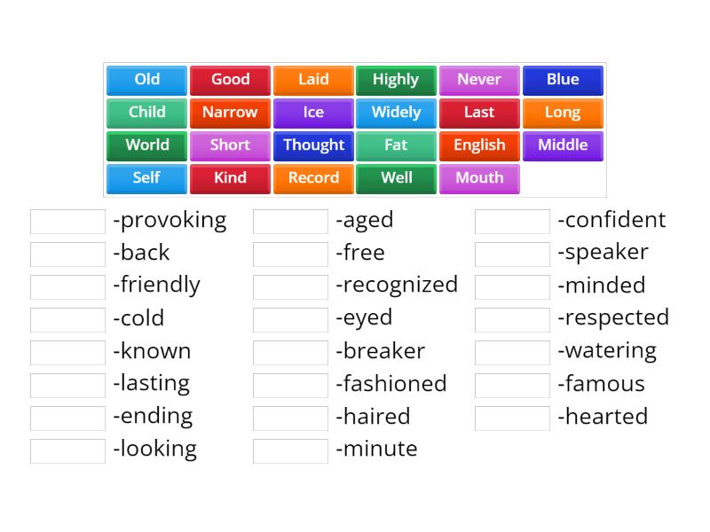 Compound adjectives - Match up