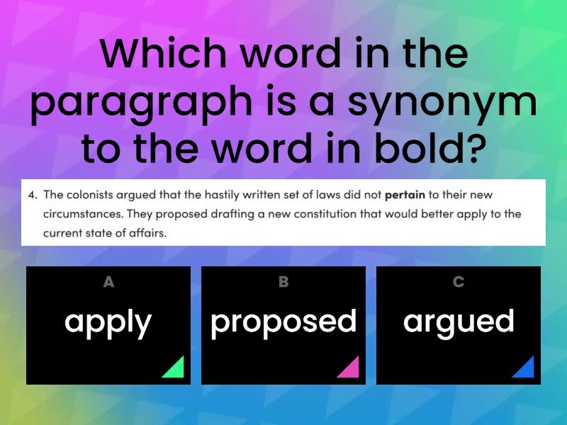 Finding the Synonym - Quiz