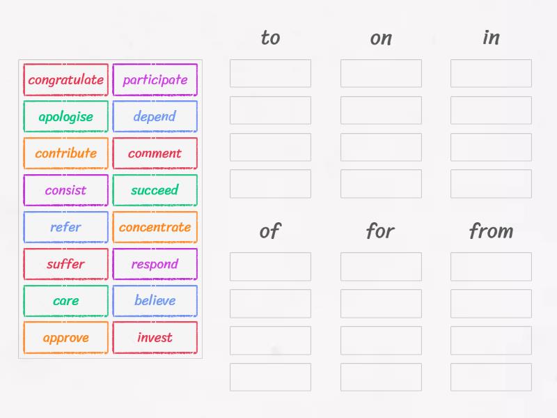 verbs with prepositions - Group sort