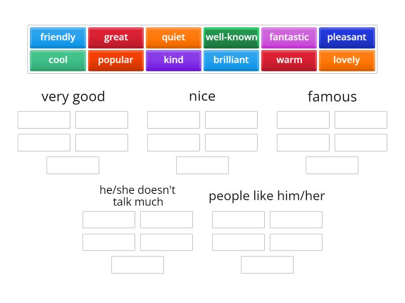 ELE U1 adjectives meaning - Group sort
