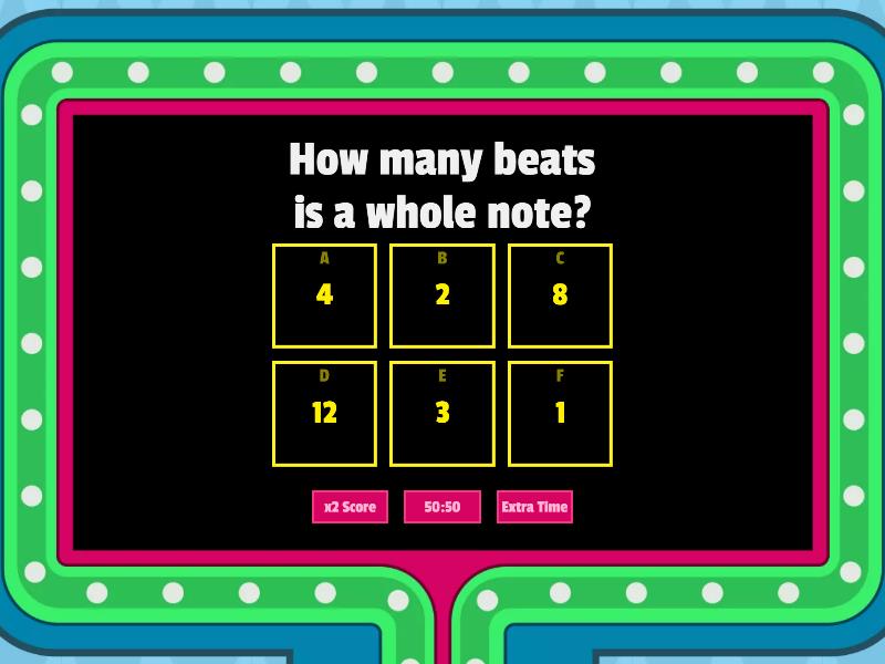 Note Values - Gameshow quiz