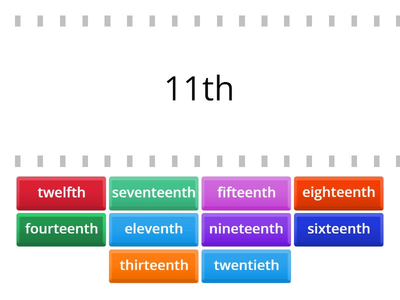 ordinal numbers 11 to 15