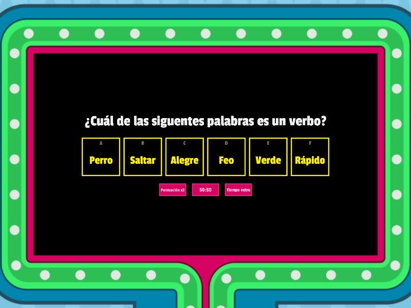 SUSTANTIVOS, VERBOS Y ADJETIVOS - Gameshow Quiz