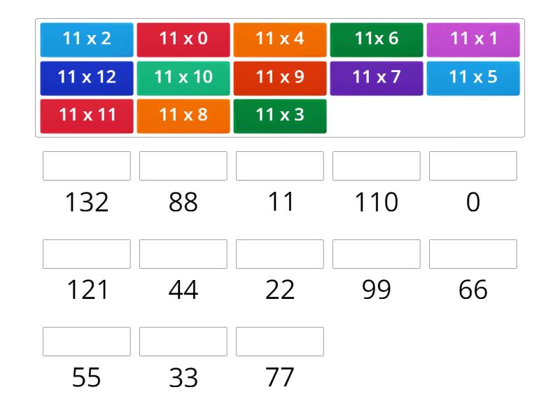 Multiplying by 11's - Match up