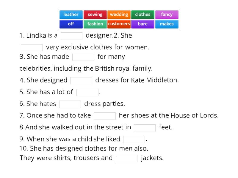 Fashion shopping Complete the sentence